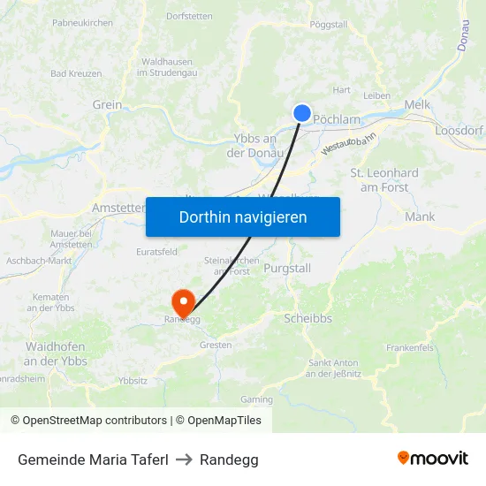 Gemeinde Maria Taferl to Randegg map