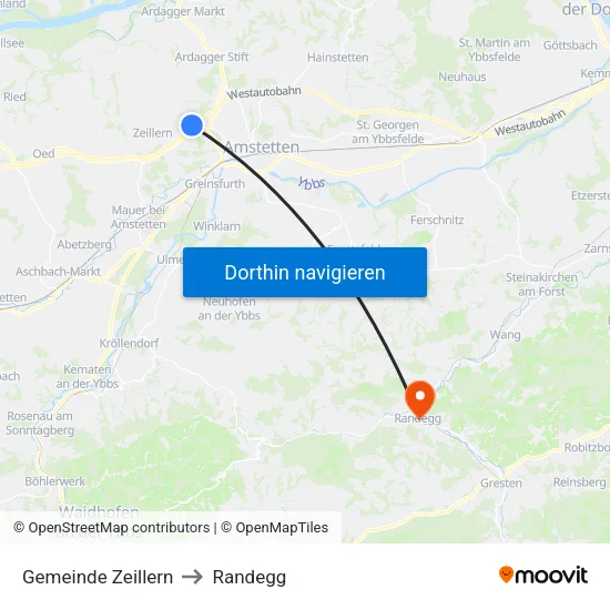 Gemeinde Zeillern to Randegg map