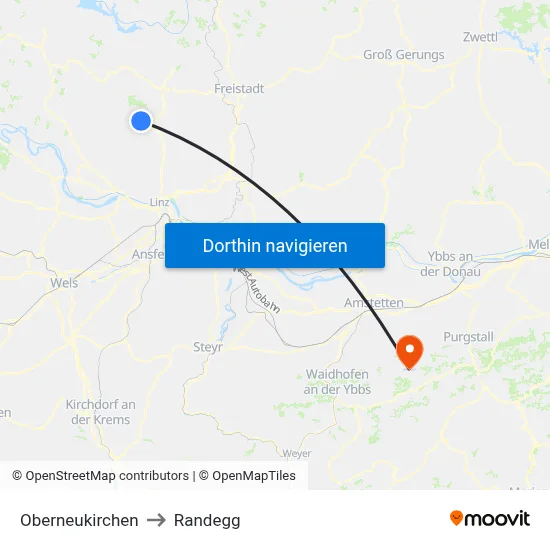 Oberneukirchen to Randegg map