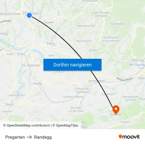Pregarten to Randegg map