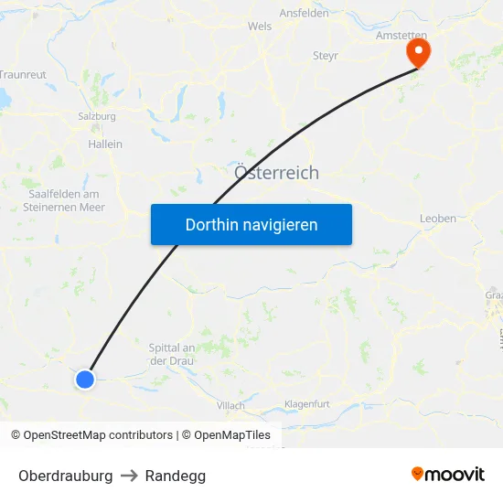 Oberdrauburg to Randegg map