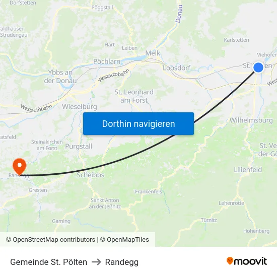Gemeinde St. Pölten to Randegg map