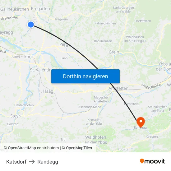 Katsdorf to Randegg map