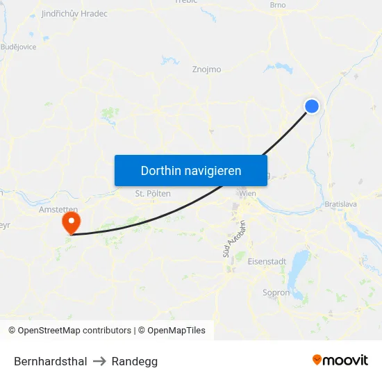 Bernhardsthal to Randegg map