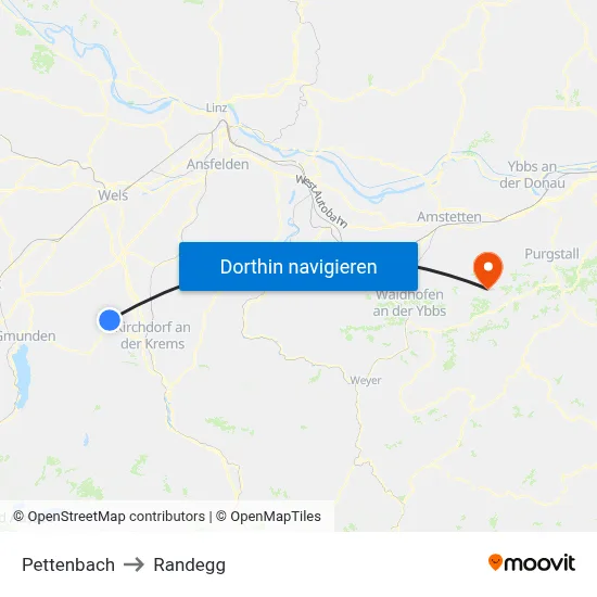 Pettenbach to Randegg map