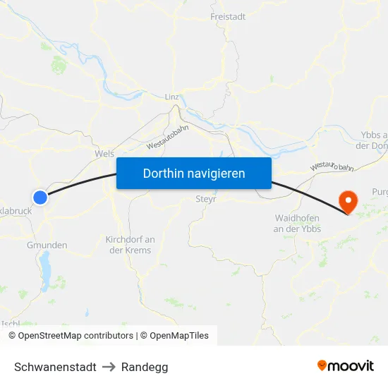 Schwanenstadt to Randegg map