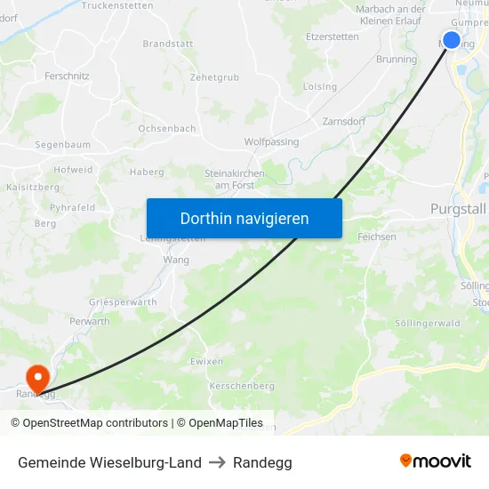 Gemeinde Wieselburg-Land to Randegg map