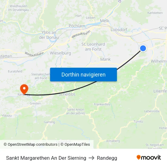 Sankt Margarethen An Der Sierning to Randegg map