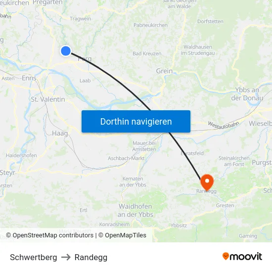 Schwertberg to Randegg map