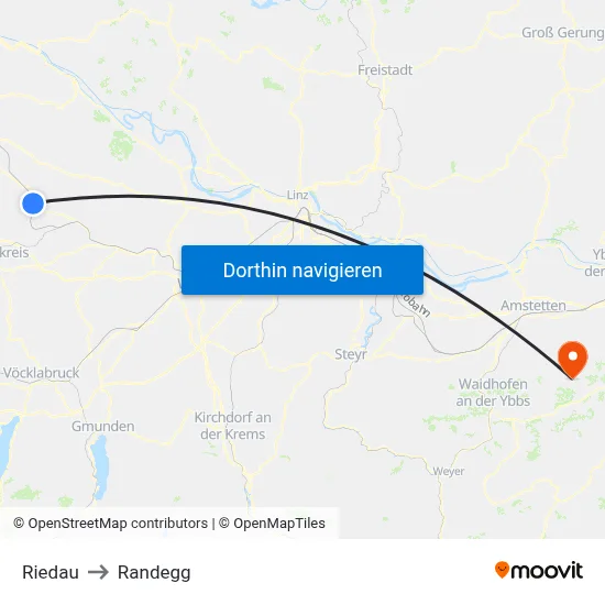 Riedau to Randegg map
