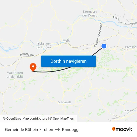 Gemeinde Böheimkirchen to Randegg map