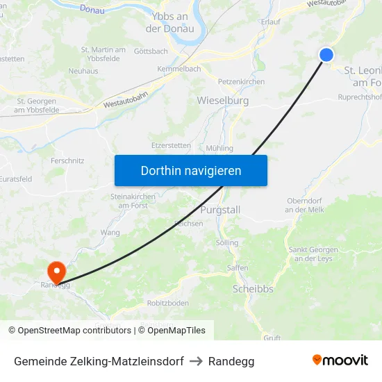 Gemeinde Zelking-Matzleinsdorf to Randegg map