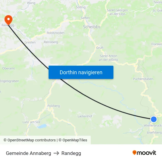 Gemeinde Annaberg to Randegg map