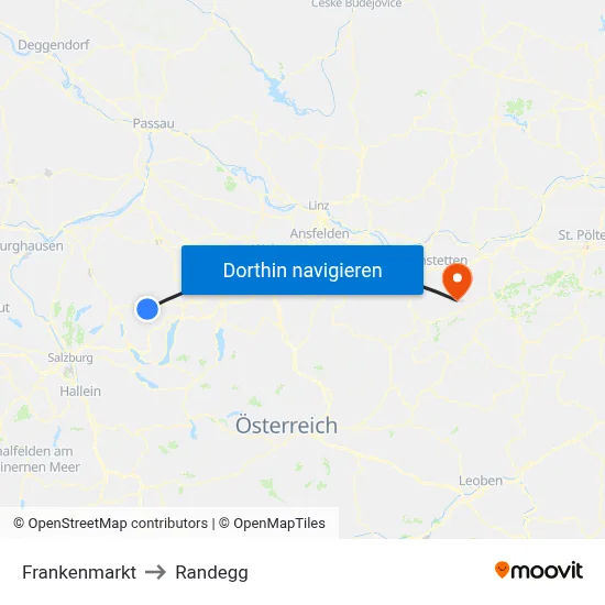Frankenmarkt to Randegg map