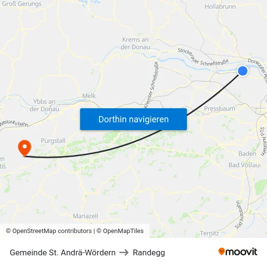 Gemeinde St. Andrä-Wördern to Randegg map