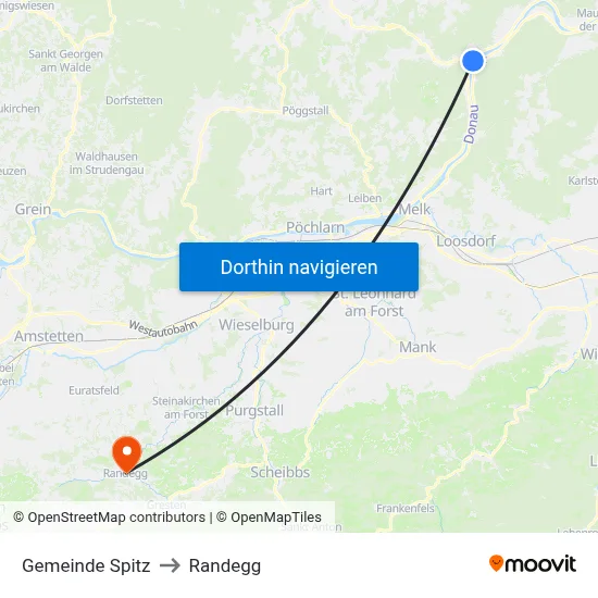 Gemeinde Spitz to Randegg map