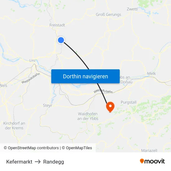 Kefermarkt to Randegg map