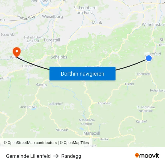 Gemeinde Lilienfeld to Randegg map