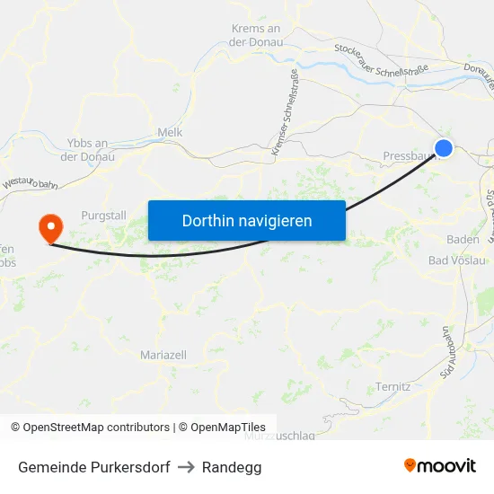 Gemeinde Purkersdorf to Randegg map