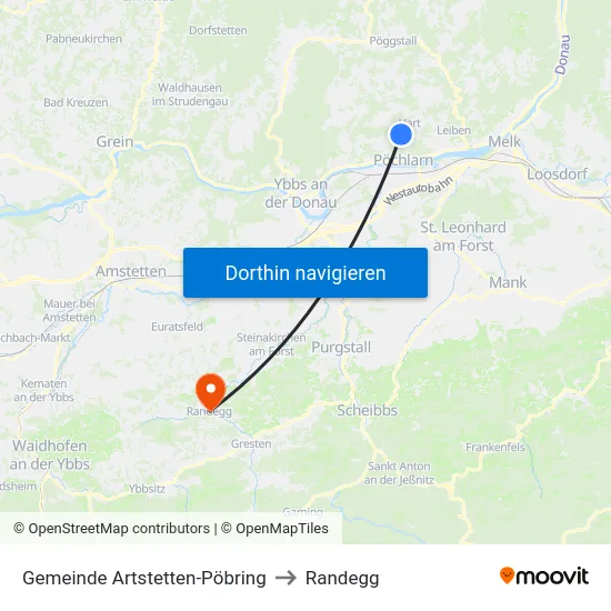 Gemeinde Artstetten-Pöbring to Randegg map