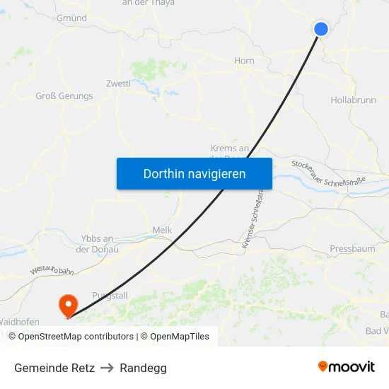 Gemeinde Retz to Randegg map