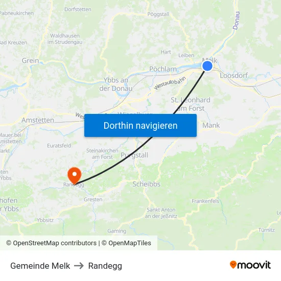 Gemeinde Melk to Randegg map