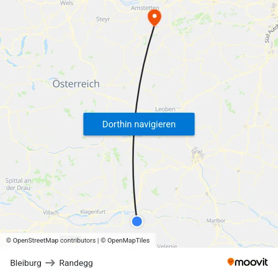 Bleiburg to Randegg map