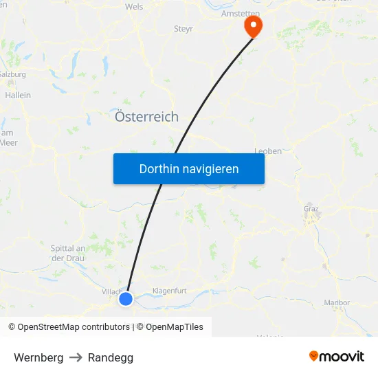 Wernberg to Randegg map