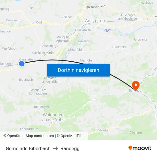 Gemeinde Biberbach to Randegg map