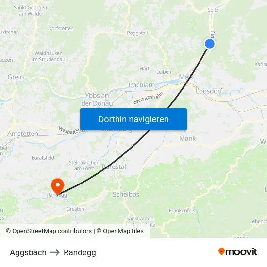 Aggsbach to Randegg map