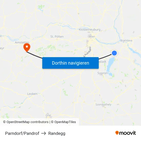 Parndorf/Pandrof to Randegg map
