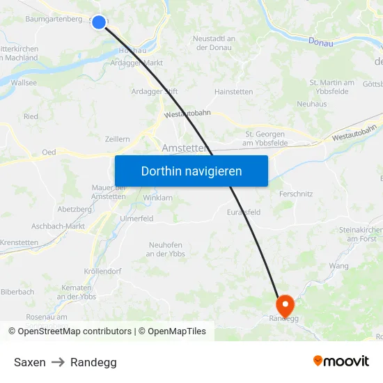 Saxen to Randegg map