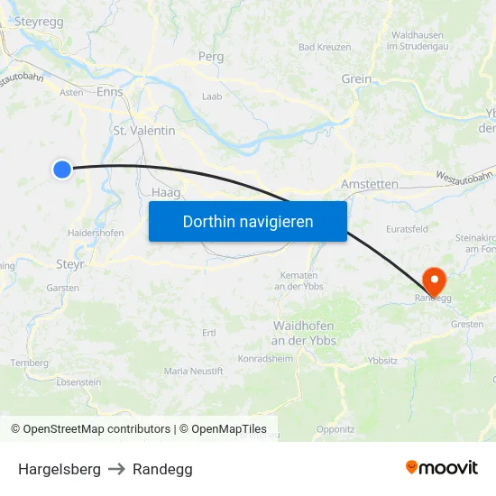 Hargelsberg to Randegg map