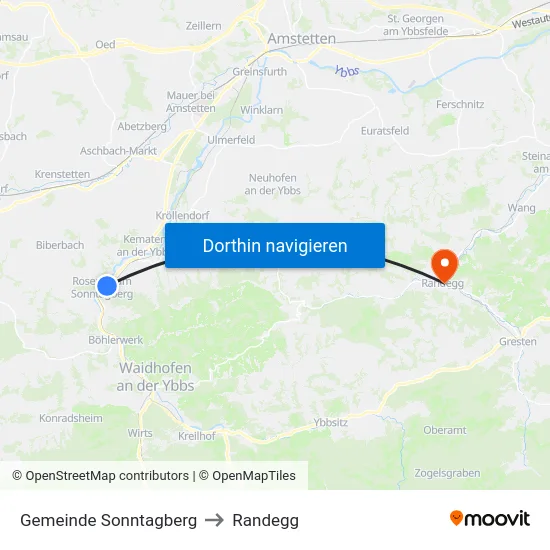 Gemeinde Sonntagberg to Randegg map
