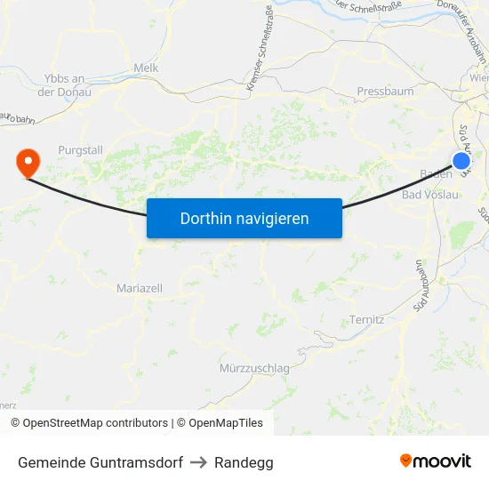 Gemeinde Guntramsdorf to Randegg map