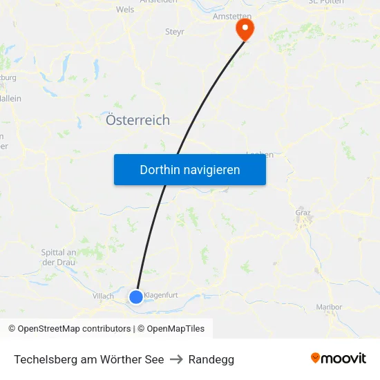 Techelsberg am Wörther See to Randegg map