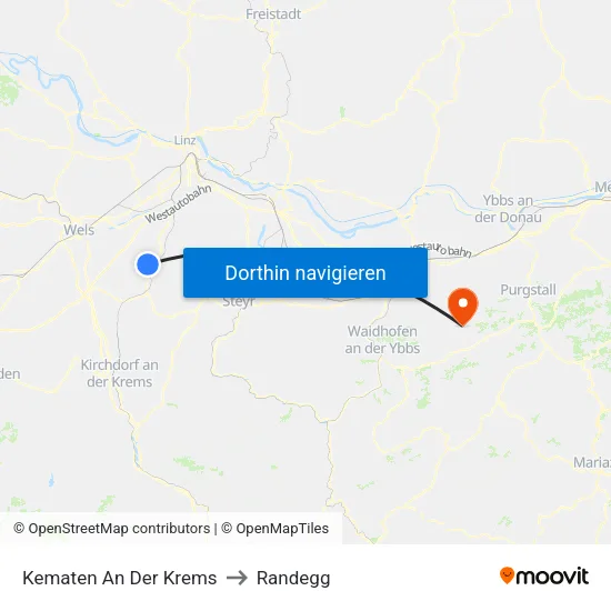 Kematen An Der Krems to Randegg map