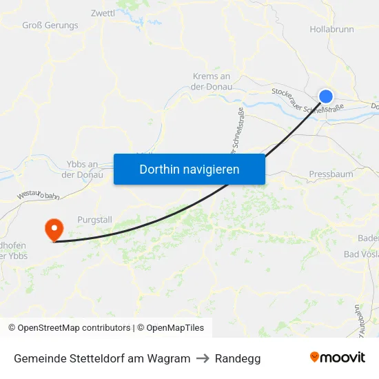 Gemeinde Stetteldorf am Wagram to Randegg map