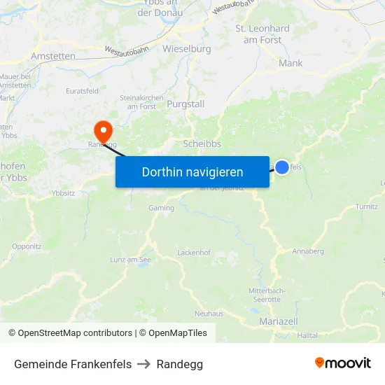 Gemeinde Frankenfels to Randegg map