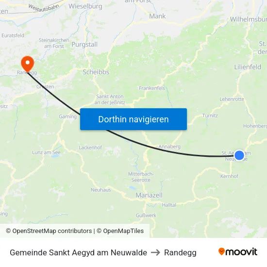 Gemeinde Sankt Aegyd am Neuwalde to Randegg map