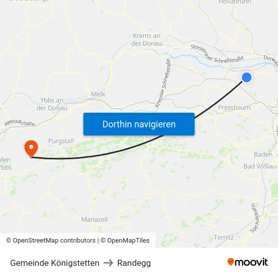 Gemeinde Königstetten to Randegg map
