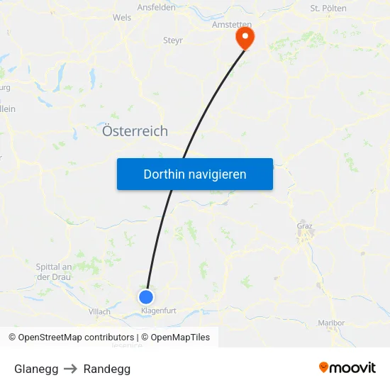Glanegg to Randegg map
