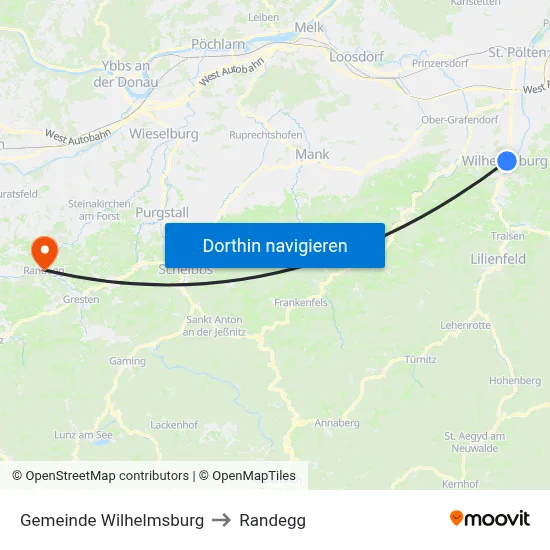 Gemeinde Wilhelmsburg to Randegg map
