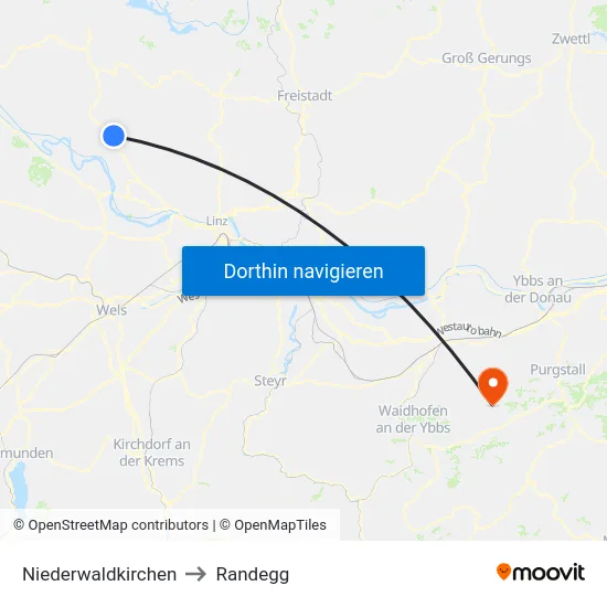 Niederwaldkirchen to Randegg map