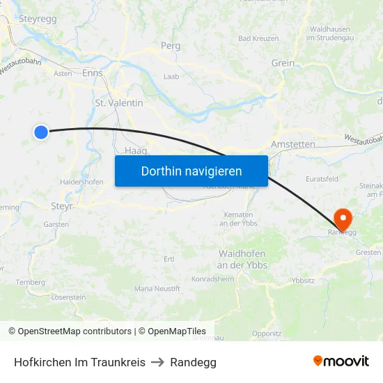 Hofkirchen Im Traunkreis to Randegg map