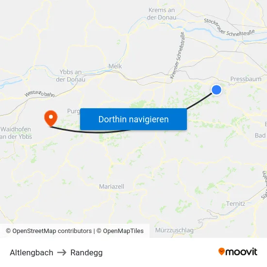 Altlengbach to Randegg map