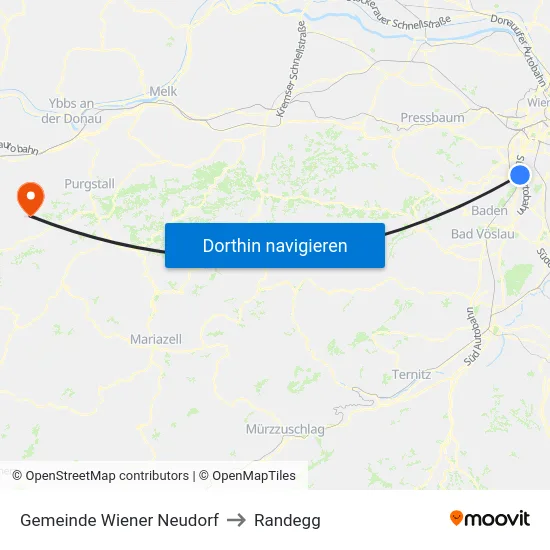 Gemeinde Wiener Neudorf to Randegg map