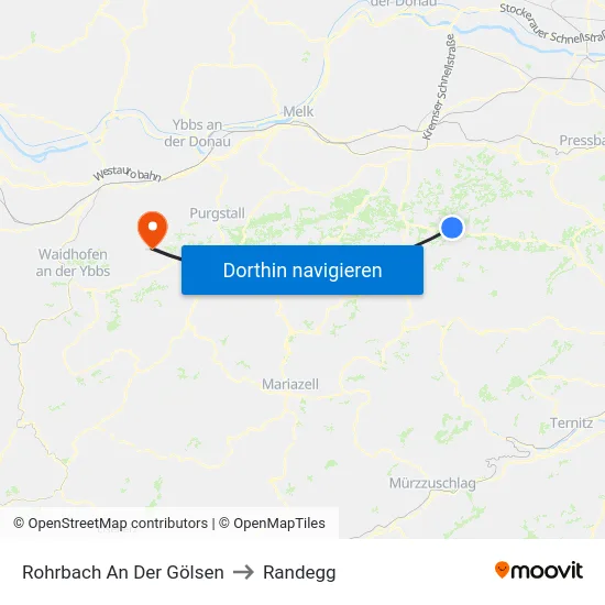 Rohrbach An Der Gölsen to Randegg map