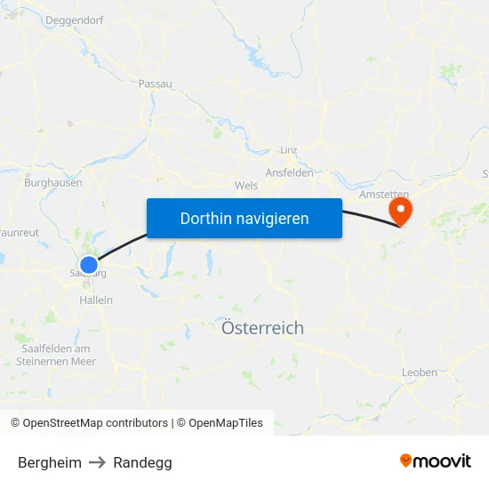 Bergheim to Randegg map