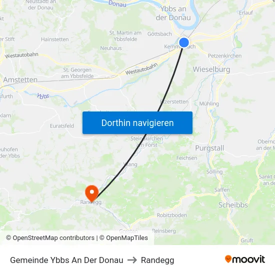 Gemeinde Ybbs An Der Donau to Randegg map